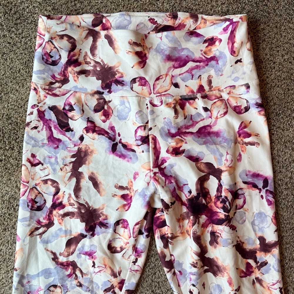 Balance Collection | Floral Watercolor Print Leggings - Pink & Purple - Picture 2 of 11